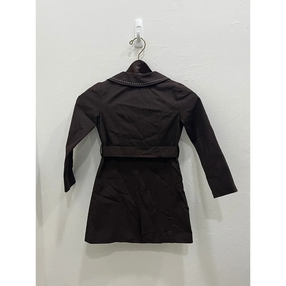 Gymboree‎ Trench Coat Girls Size 5-6 Brown Good Double Breasted Belted Stitching